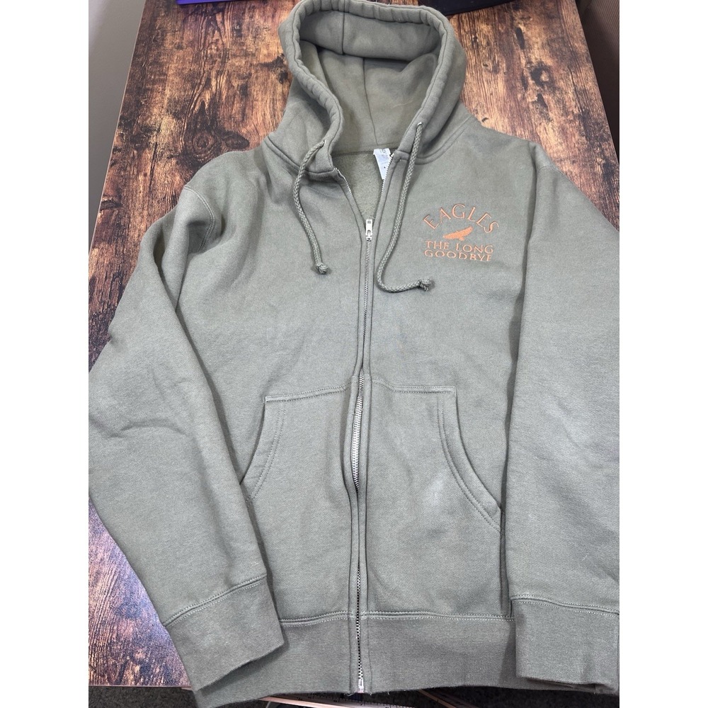 Eagles The Long Goodbye Full Zip Hoodie Merch Tour Swag Green Orange Embroidered